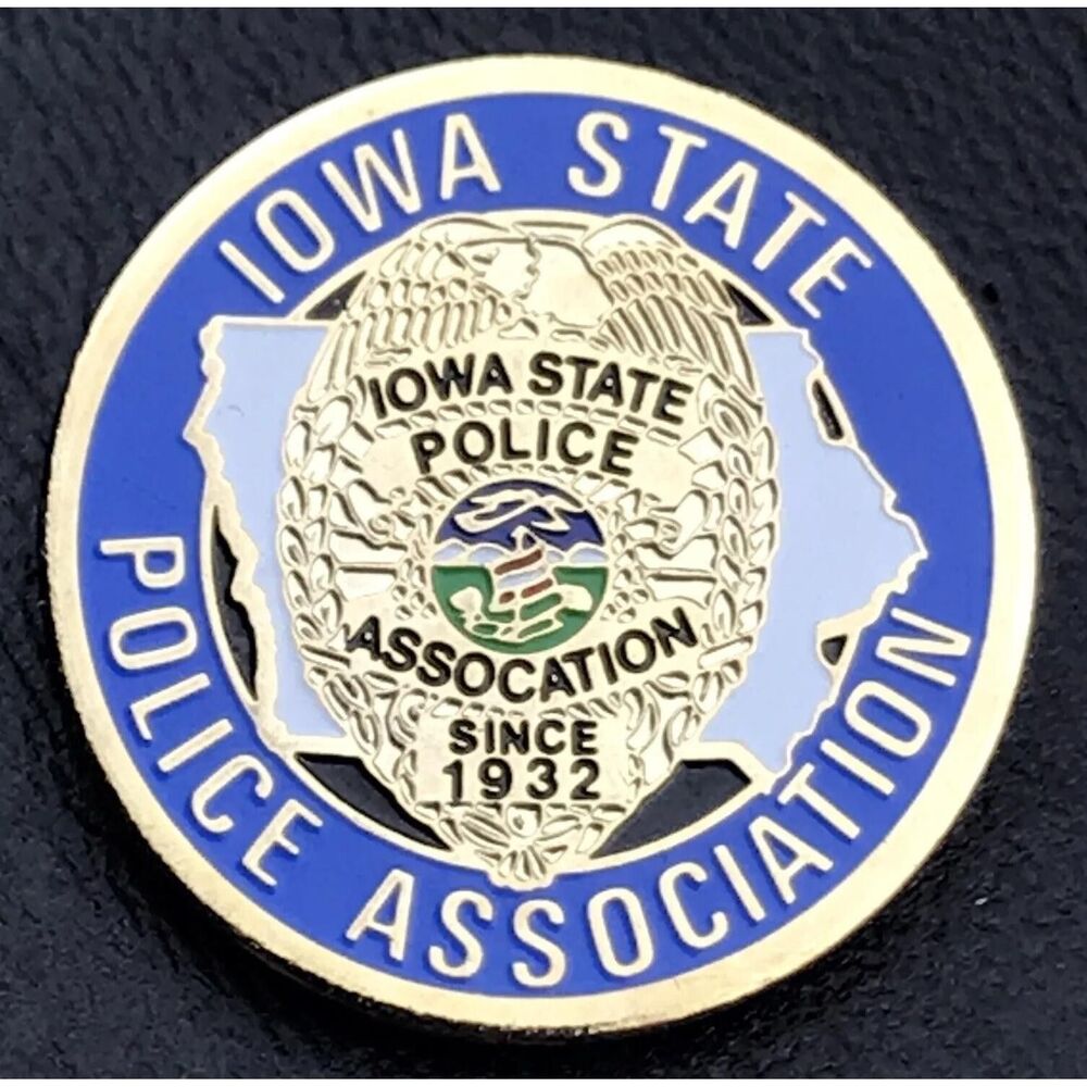 Iowa State Police Association Pin Blue Gold Tone Collectible Since 1932